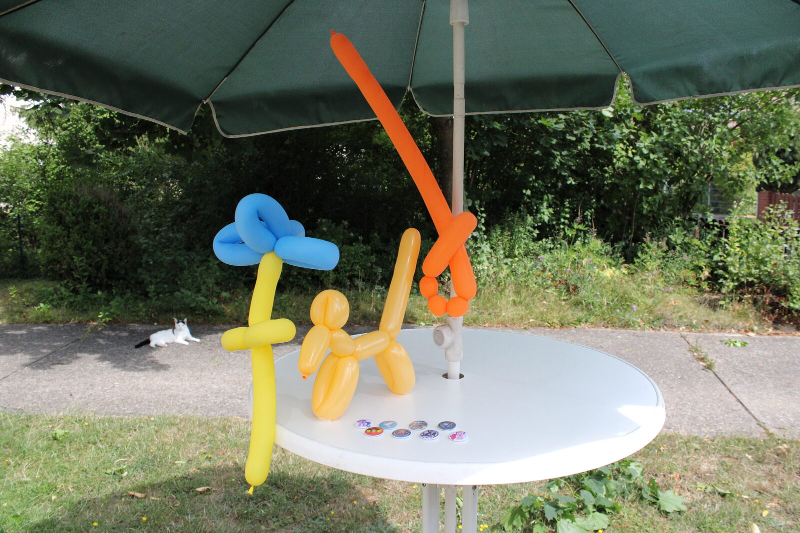 Luftballons und Ansteckbuttons